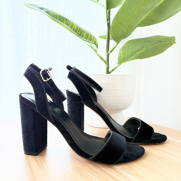 Sandro black velvet Adrianne block heel sandals - size 6 (36) - Picture 7 of 10